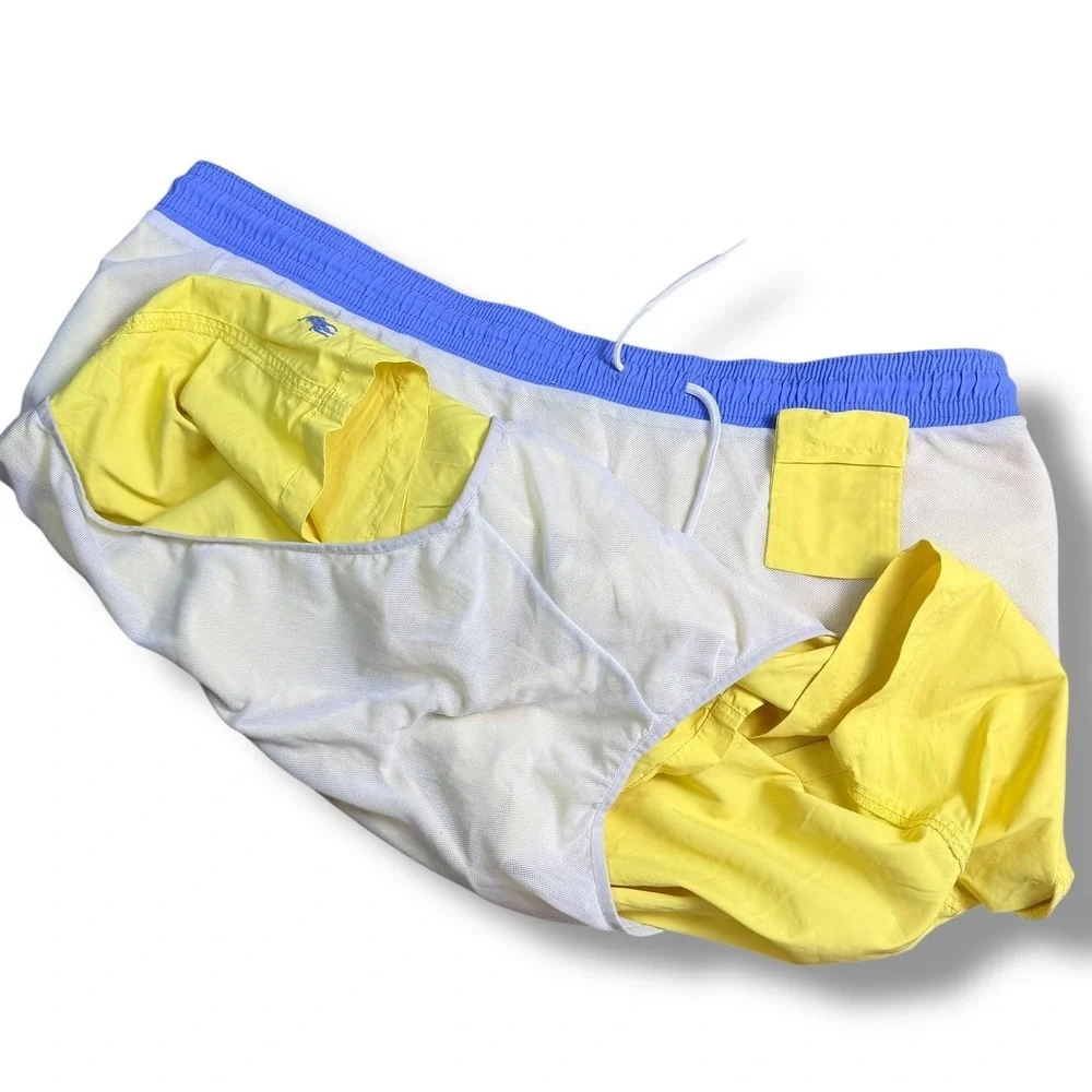 Polo Ralph Lauren Swim Trunks Mens 4XB Yellow Mesh Lined Pony Logo Summer Beach